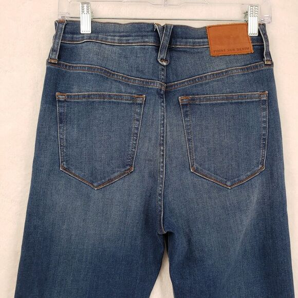 J Crew Point Sur Jeans Womens 27T Blue High Rise Flare Leg Distressed Denim - Picture 6 of 15